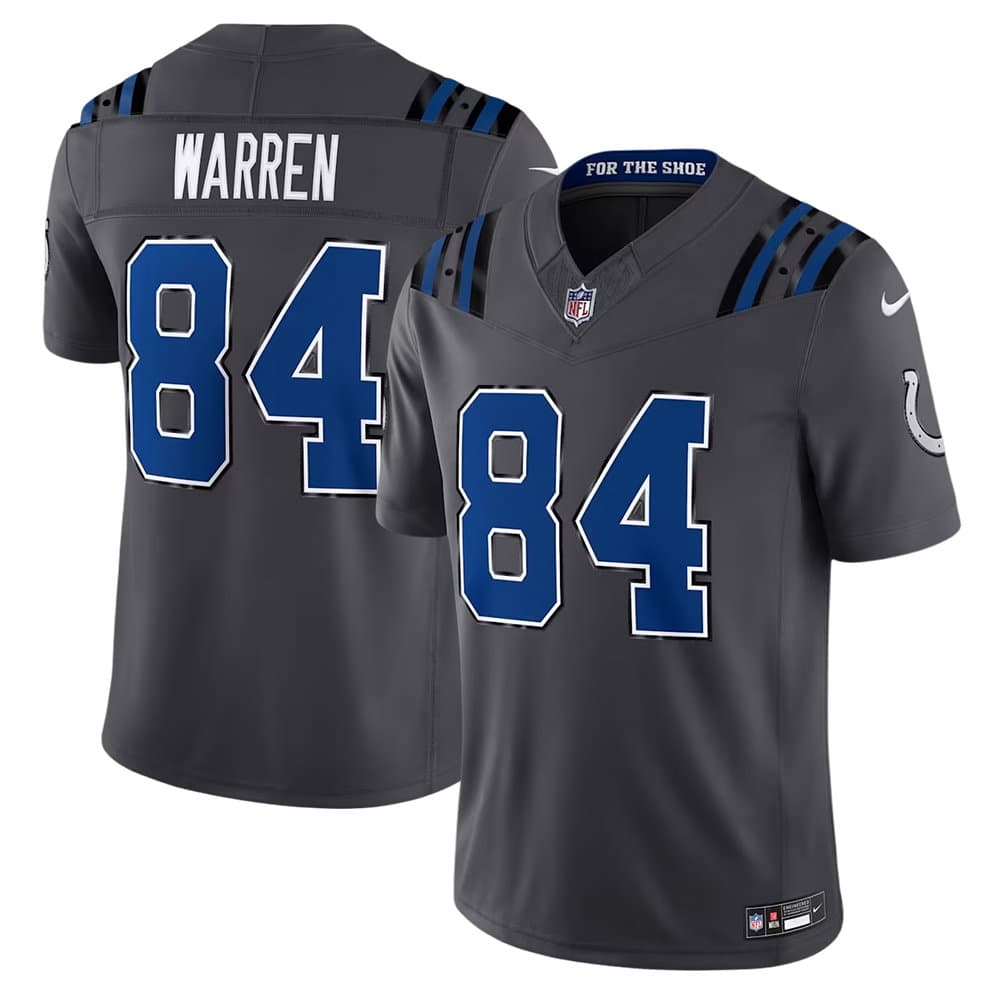 Men's Indianapolis Colts #84 Tyler Warren Charcoal 2026 Rivalries Collection Vapor F.U.S.E. Limited Jersey Men's Indianapolis Colts #84 Tyler Warren Charcoal 2026 Rivalries Collection Vapor F.U.S.E. Limited Jersey