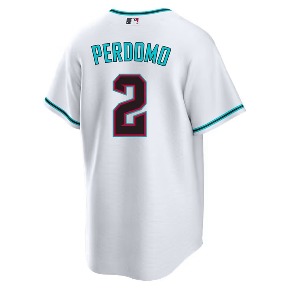 Men's Arizona Diamondbacks #2 Geraldo Perdomo White Cool Base Stitched Baseball Jersey Men's Arizona Diamondbacks #2 Geraldo Perdomo White Cool Base Stitched Baseball Jersey