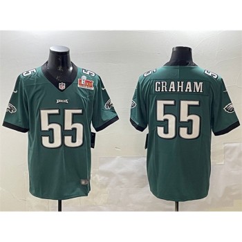 Men's Philadelphia Eagles #55 Brandon Graham Green 2025 Super Bowl LIX Patch Vapor Untouchable Limited Stitched Football Jersey Men's Philadelphia Eagles #55 Brandon Graham Green 2025 Super Bowl LIX Patch Vapor Untouchable Limited Stitched Football Jersey