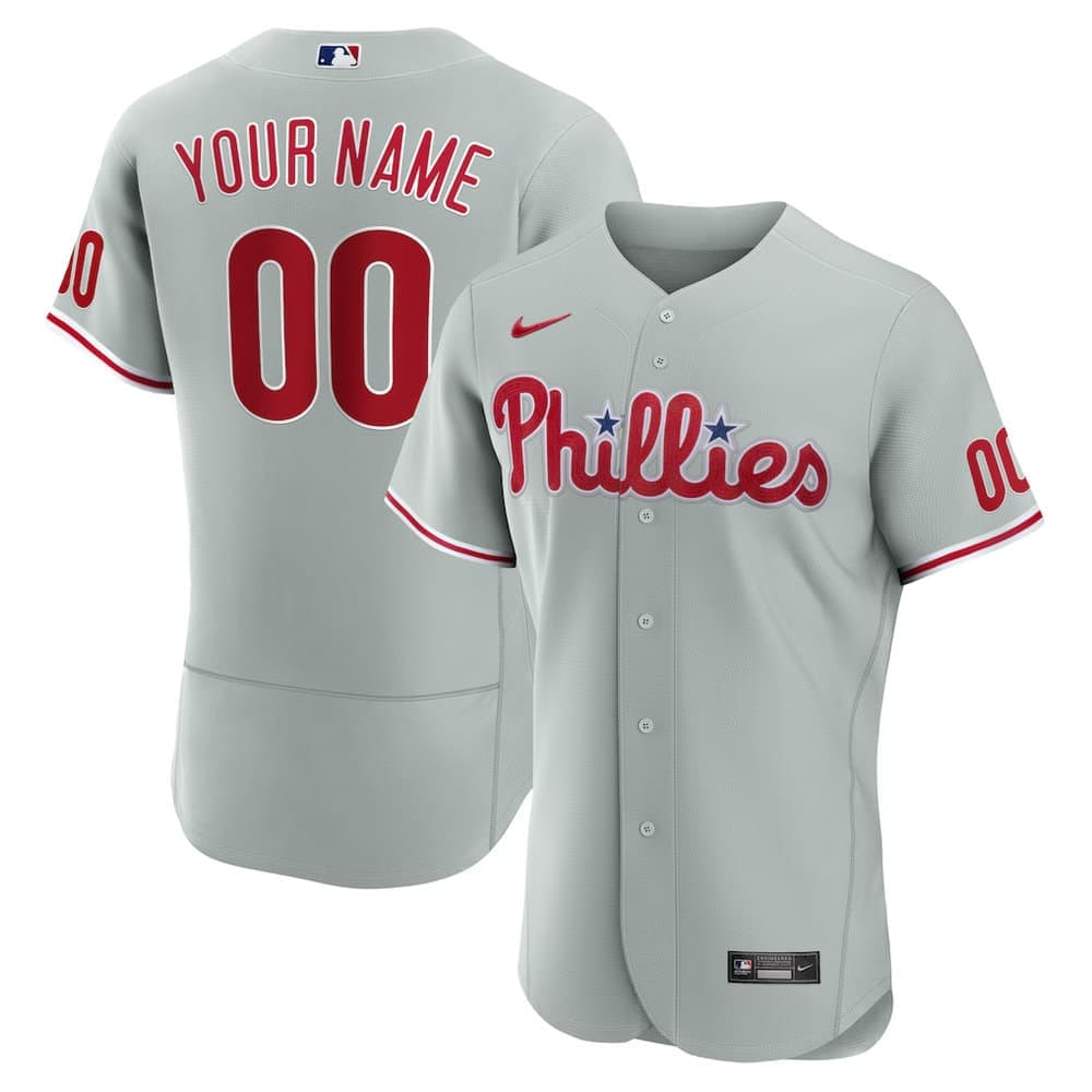 Men's Philadelphia Phillies Nike Gray Road Authentic Custom Jersey