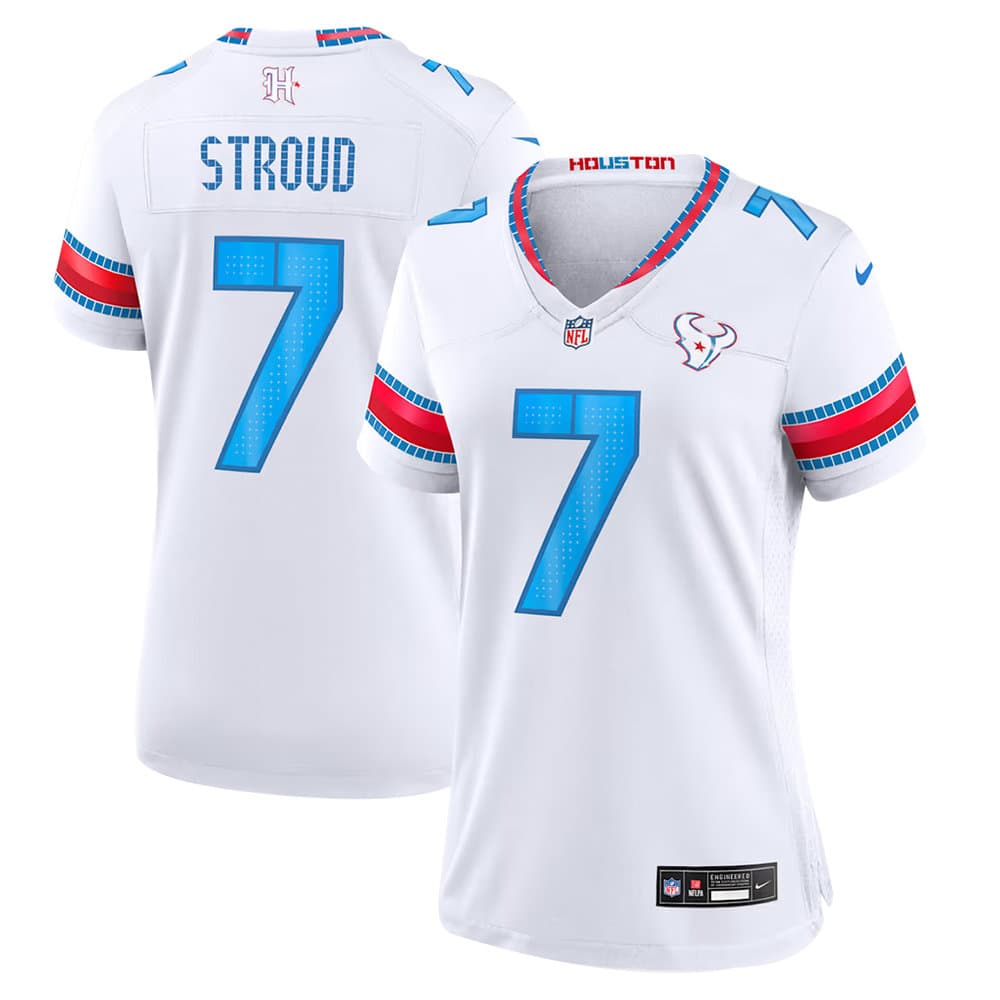 Women's Houston Texans #7 C.J. Stroud White 2026 Rivalries Collection Game Jersey Women's Houston Texans #7 C.J. Stroud White 2026 Rivalries Collection Game Jersey