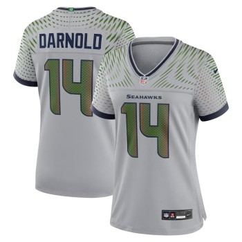 Women's Seattle Seahawks #14 Sam Darnold Gray Rivalries Collection Game Stitched Jersey Women's Seattle Seahawks #14 Sam Darnold Gray Rivalries Collection Game Stitched Jersey