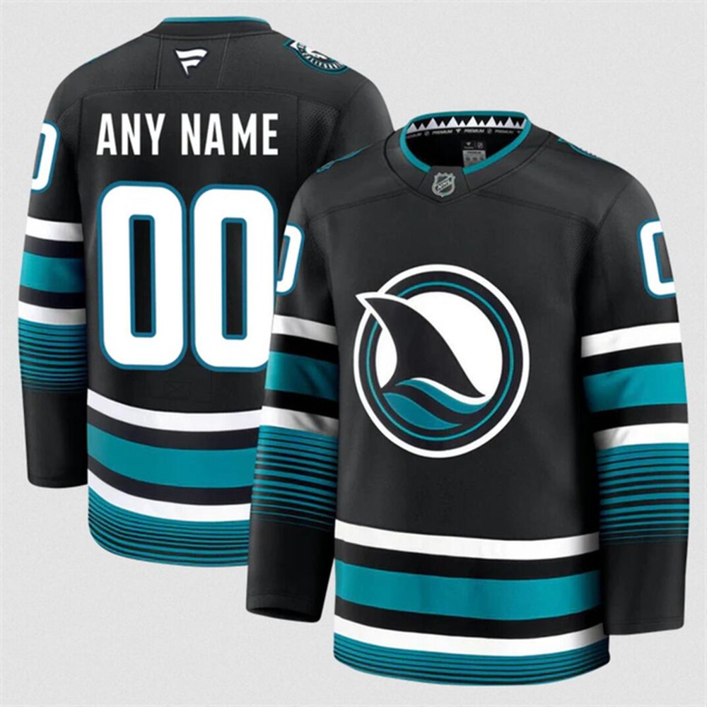 Youth San Jose Sharks Custom Black 2024-25 Alternate Stitched Hockey Jersey