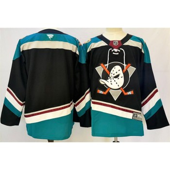 Men's Anaheim Ducks Blank Black/Teal 2024-25 Stitched Premium Jersey