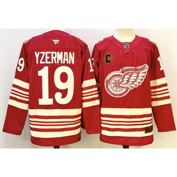 Men's Detroit Red Wings #19 Steve Yzerman Red 2025-26 With C Patch Centennial Premium Stitched Hockey Premium Jersey Men's Detroit Red Wings #19 Steve Yzerman Red 2025-26 With C Patch Centennial Premium Stitched Hockey Premium Jersey