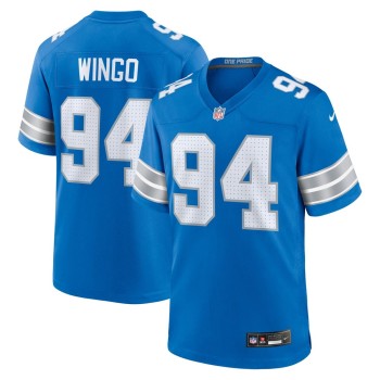 Men's Detroit Lions Mekhi Wingo  Blue Team Game Jersey