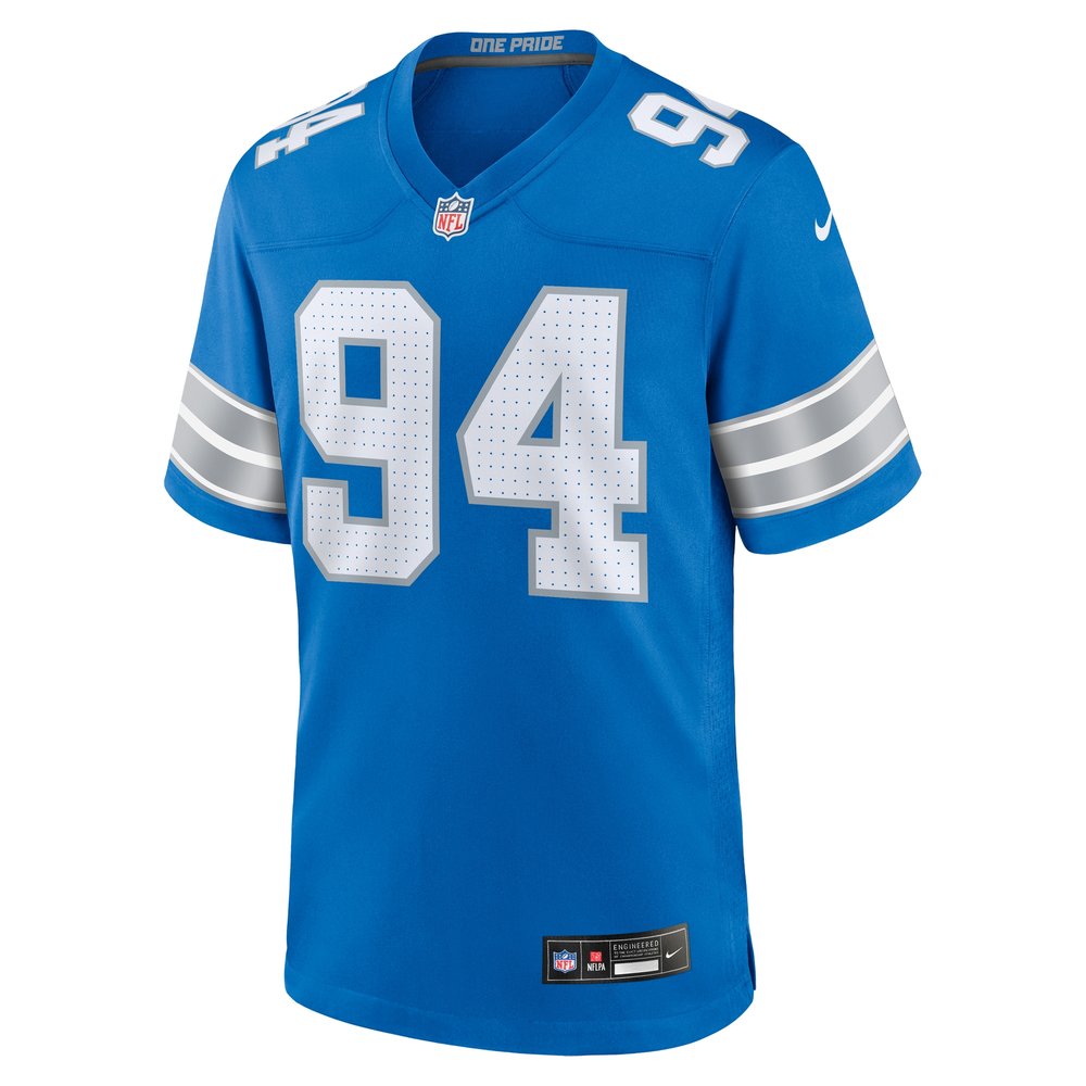 Men's Detroit Lions Mekhi Wingo  Blue Team Game Jersey