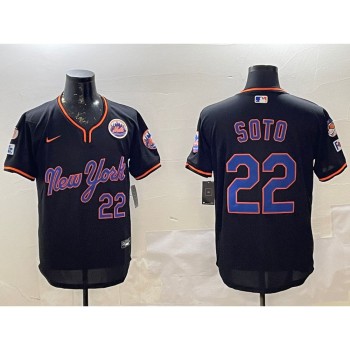 Men's New York Mets #22 Juan Soto Black 2025 Spring Training Stitched Baseball Jersey Men's New York Mets #22 Juan Soto Black 2025 Spring Training Stitched Baseball Jersey
