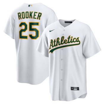 Men's Oakland Athletics #25 Brent Rooker White Home Replica Jersey