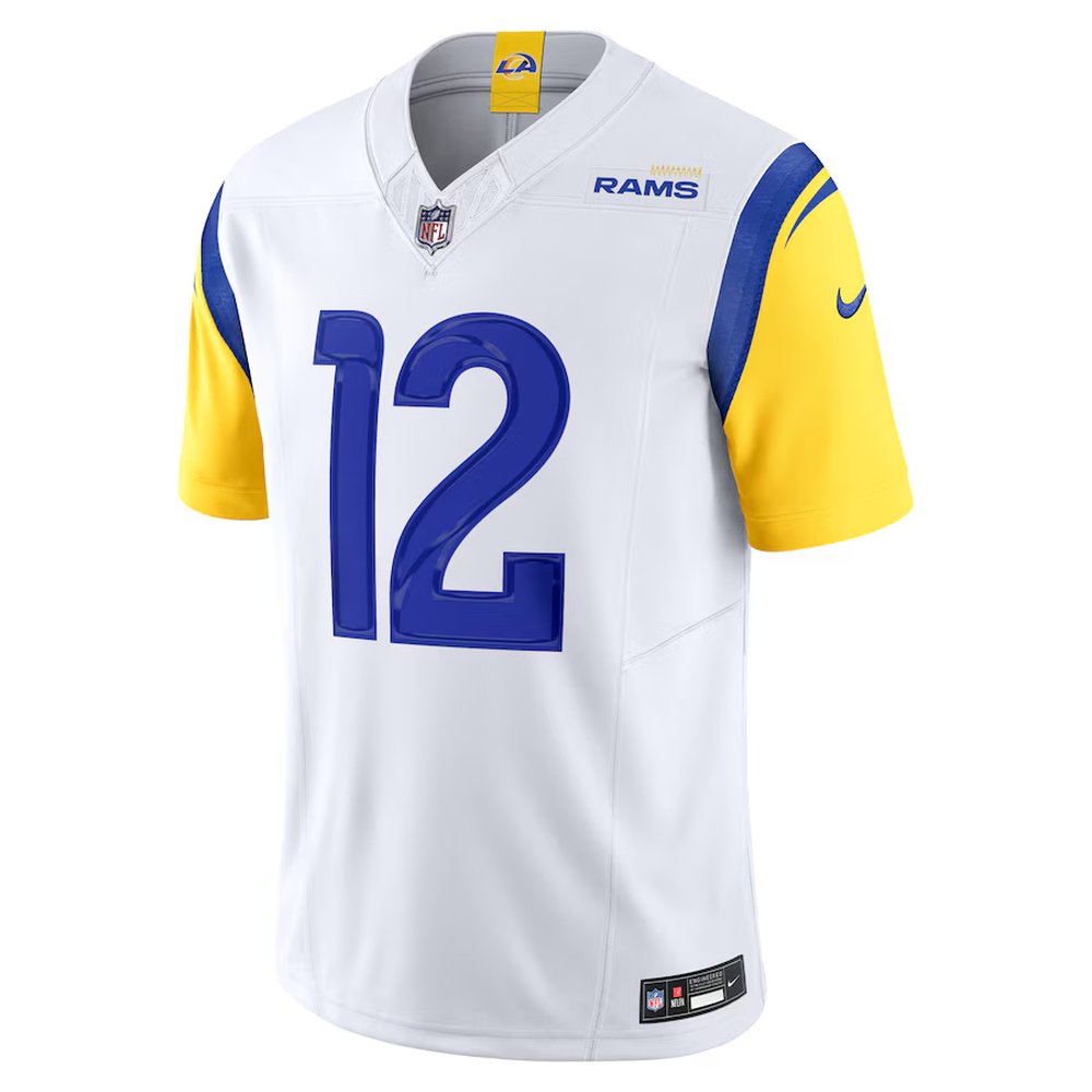 Men's Los Angeles Rams #12 Puka Nacua Nike White Vapor F.U.S.E. Limited Player Jersey Men's Los Angeles Rams #12 Puka Nacua Nike White Vapor F.U.S.E. Limited Player Jersey