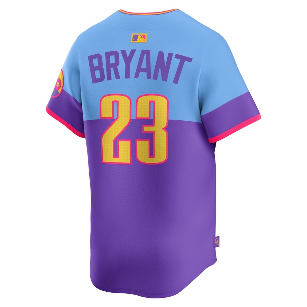 Men's Colorado Rockies #23 Kris Bryant Nike Purple/Light Blue 2025 City Connect Limited Player Jersey Men's Colorado Rockies #23 Kris Bryant Nike Purple/Light Blue 2025 City Connect Limited Player Jersey