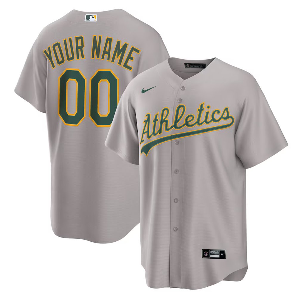 Men's Oakland Athletics Gray Away Custom Replica 2.0 Jersey