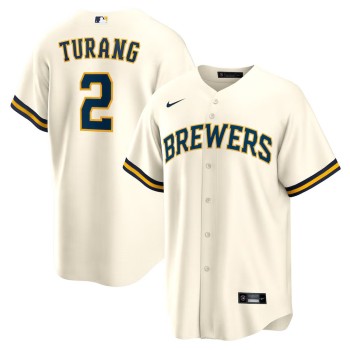 Men's Milwaukee Brewers #2 Brice Turang Nike Cream Home Replica Jersey Men's Milwaukee Brewers #2 Brice Turang Nike Cream Home Replica Jersey