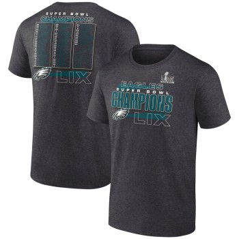 Men's Philadelphia Eagles Heather Charcoal Super Bowl LIX Champions Roster T-Shirt Men's Philadelphia Eagles Heather Charcoal Super Bowl LIX Champions Roster T-Shirt