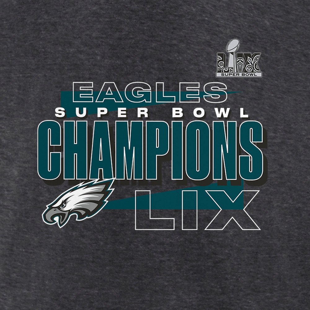 Men's Philadelphia Eagles Heather Charcoal Super Bowl LIX Champions Roster T-Shirt Men's Philadelphia Eagles Heather Charcoal Super Bowl LIX Champions Roster T-Shirt