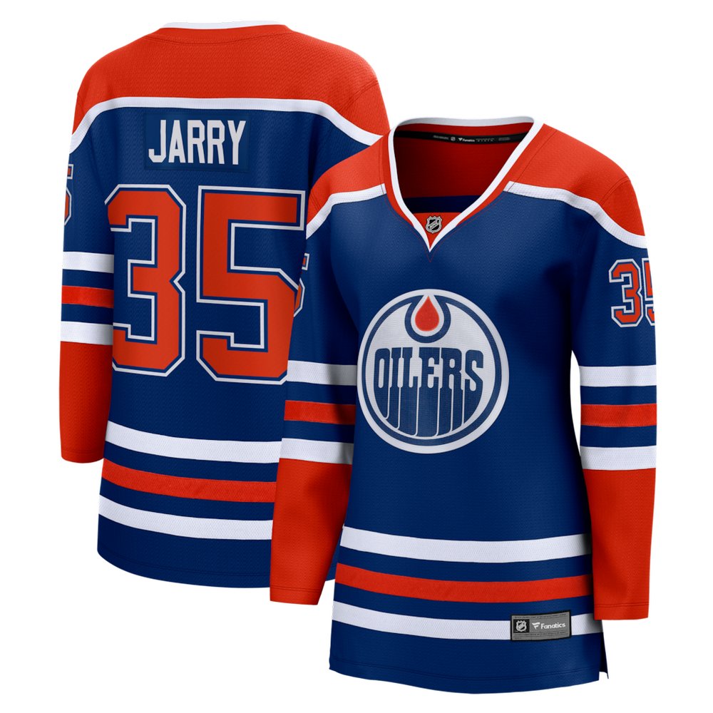 Women's Edmonton Oilers #35 Tristan Jarry Royal Home Player Jersey Women's Edmonton Oilers #35 Tristan Jarry Royal Home Player Jersey