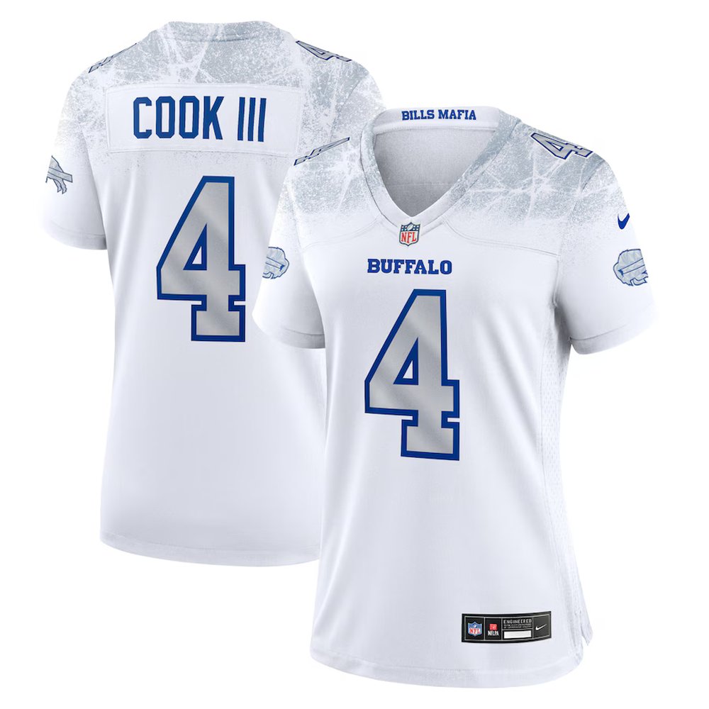 Women's Buffalo Bills #4 James Cook White Rivalries Collection Game Jersey