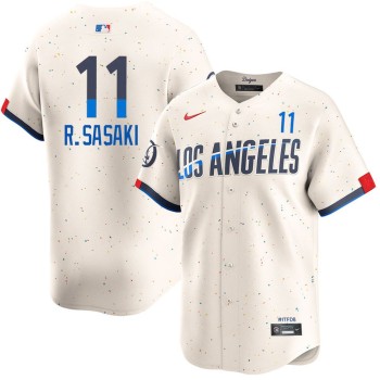 Men's Los Angeles Dodgers #11 Roki Sasaki Cream 2024 City Connect Limited Player Jersey Men's Los Angeles Dodgers #11 Roki Sasaki Cream 2024 City Connect Limited Player Jersey