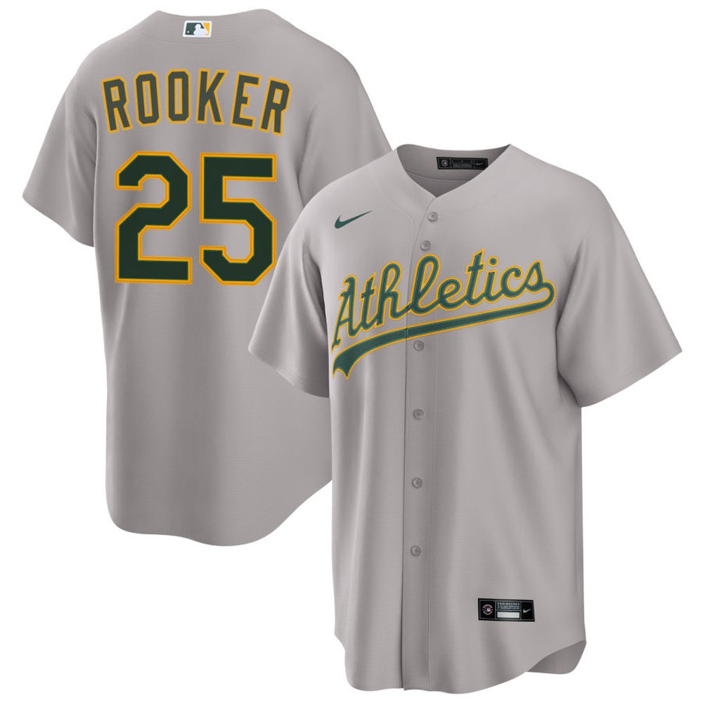 Men's Oakland Athletics #25 Brent Rooker Gray Home Limited Player Jersey