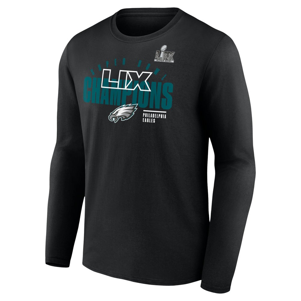 Men's Philadelphia Eagles Black Super Bowl LIX Champions Legacy Iconic Victory Long Sleeve T-Shirt Men's Philadelphia Eagles Black Super Bowl LIX Champions Legacy Iconic Victory Long Sleeve T-Shirt