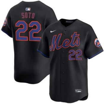 Men's New York Mets #22 Juan Soto Black Alternate 2025 MLB Limited Jersey Men's New York Mets #22 Juan Soto Black Alternate 2025 MLB Limited Jersey