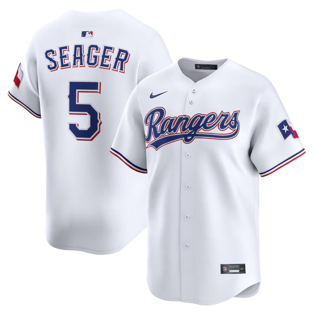 Men's Texas Rangers #5 Corey Seager White Home Limited Player Jersey Men's Texas Rangers #5 Corey Seager White Home Limited Player Jersey