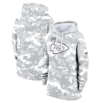 Women's Kansas City Chiefs Arctic Camo 2024 Salute To Service Club Fleece Pullover Hoodie Women's Kansas City Chiefs Arctic Camo 2024 Salute To Service Club Fleece Pullover Hoodie