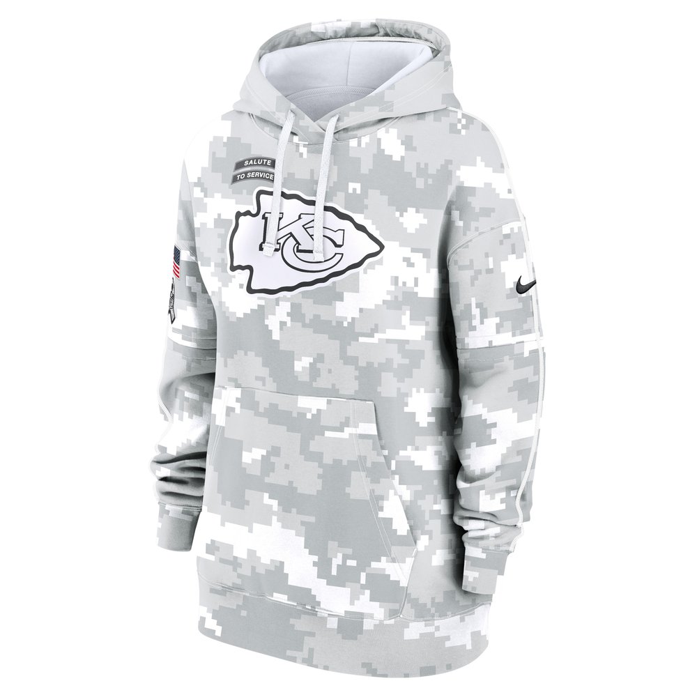 Women's Kansas City Chiefs Arctic Camo 2024 Salute To Service Club Fleece Pullover Hoodie