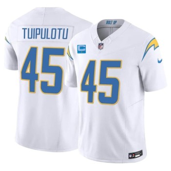 Men's Los Angeles Chargers #45 Tuli Tuipulotu White 2026 1-Star C Patch Vapor F.U.S.E. Limited Jersey Men's Los Angeles Chargers #45 Tuli Tuipulotu White 2026 1-Star C Patch Vapor F.U.S.E. Limited Jersey