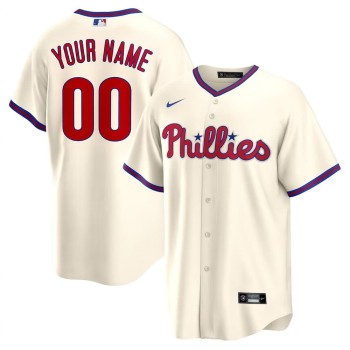 Men's Philadelphia Phillies Cream Cool Base Stitched Custom Jersey Men's Philadelphia Phillies Cream Cool Base Stitched Custom Jersey