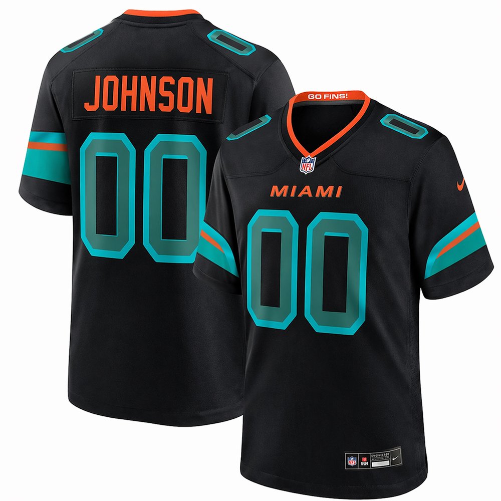 Men's Miami Dolphins Chris Johnson Black 2026 NFL Draft Game Jersey Men's Miami Dolphins Chris Johnson Black 2026 NFL Draft Game Jersey