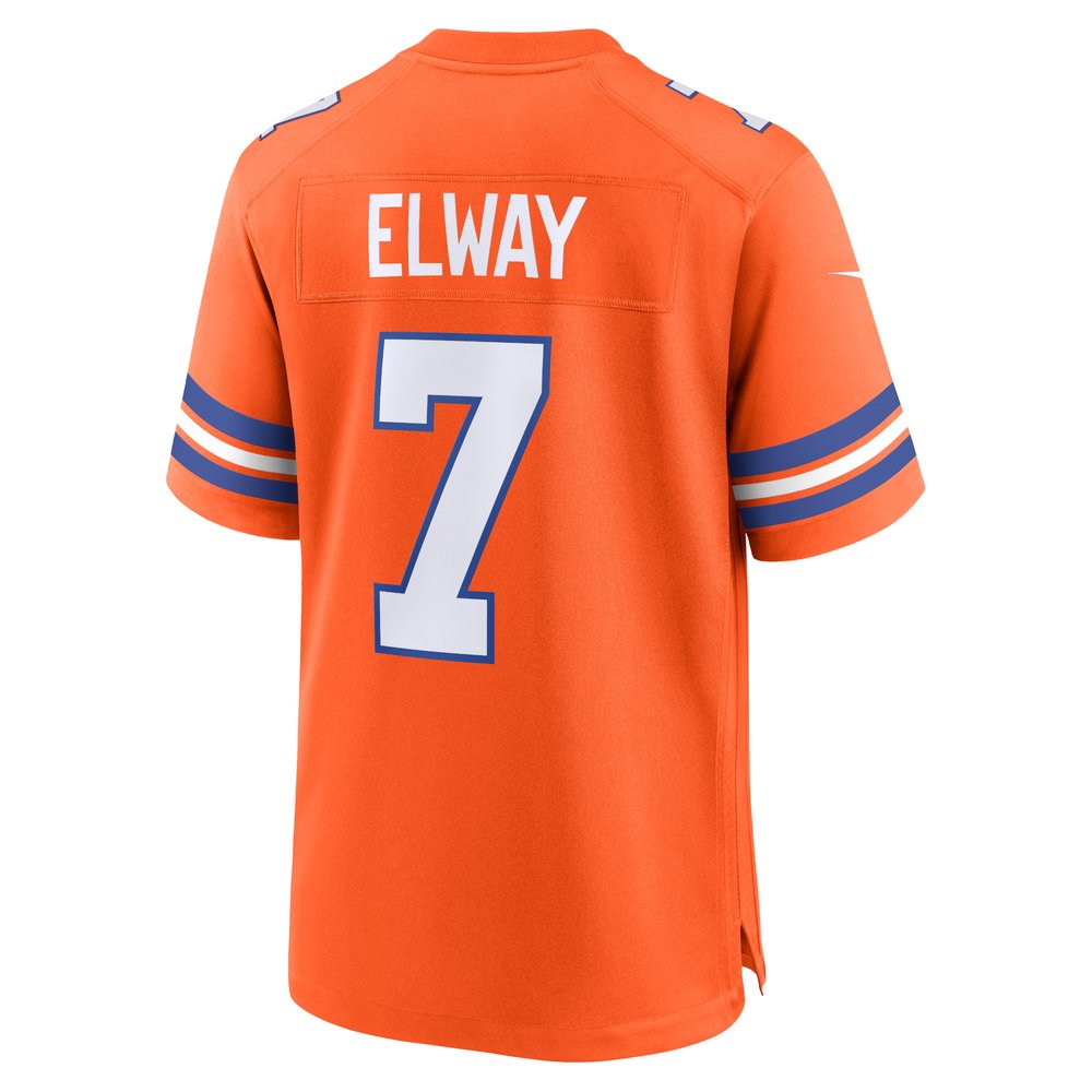 Men's Denver Broncos John Elway Orange Mile High Collection 1977 Throwback Retired Player Game Jersey