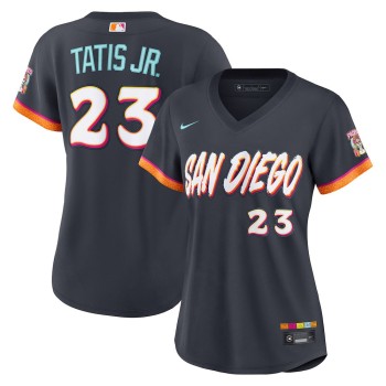 Women's San Diego Padres #23 Fernando Tatis Jr. Nike Obsidian 2026 City Connect Stadium Jersey Women's San Diego Padres #23 Fernando Tatis Jr. Nike Obsidian 2026 City Connect Stadium Jersey