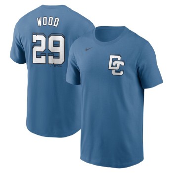 Men's Washington Nationals #29 James Wood Nike Blue 2025 City Connect Fuse Name & Number 2.0 T-Shirt Men's Washington Nationals #29 James Wood Nike Blue 2025 City Connect Fuse Name & Number 2.0 T-Shirt