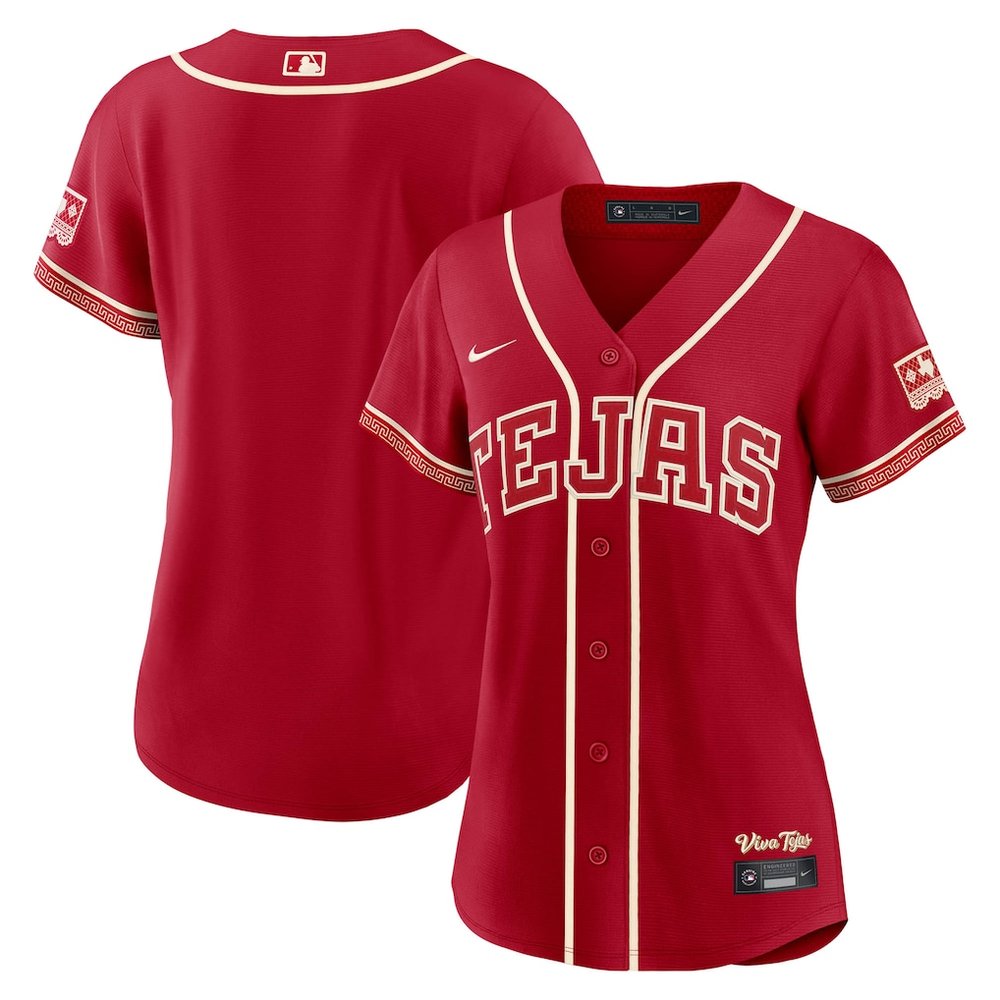 Women's Texas Rangers Nike Red 2026 City Connect Stadium Jersey Women's Texas Rangers Nike Red 2026 City Connect Stadium Jersey