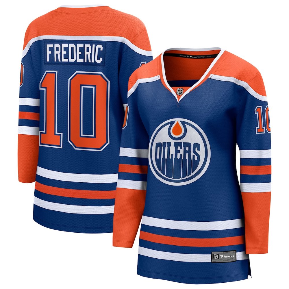 Women's Edmonton Oilers #10 Trent Frederic Royal Home Jersey Women's Edmonton Oilers #10 Trent Frederic Royal Home Jersey