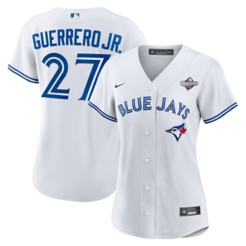 Women's Toronto Blue Jays #27 Vladimir Guerrero Jr. White 2025 World Series Home Replica Player Jersey Women's Toronto Blue Jays #27 Vladimir Guerrero Jr. White 2025 World Series Home Replica Player Jersey