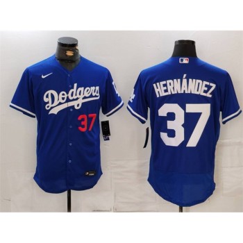 Men's Los Angeles Dodgers #37 Teoscar Hernandez Blue Flex Base Stitched Baseball Jersey Men's Los Angeles Dodgers #37 Teoscar Hernandez Blue Flex Base Stitched Baseball Jersey