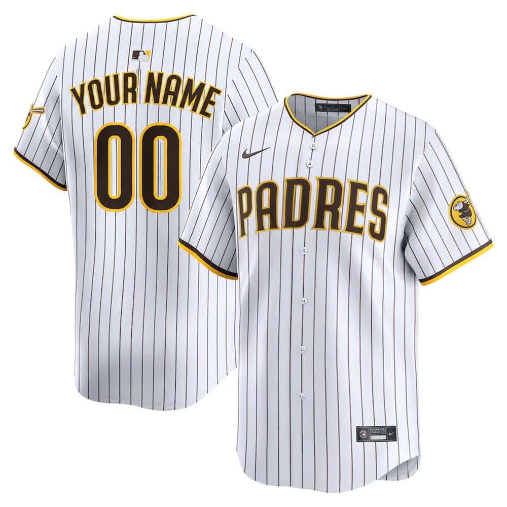 Men's San Diego Padres White Home Limited Custom Jersey Men's San Diego Padres White Home Limited Custom Jersey