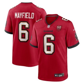Men's Tampa Bay Buccaneers #6 Baker Mayfield Nike Red 50th Anniversary Game Jersey Men's Tampa Bay Buccaneers #6 Baker Mayfield Nike Red 50th Anniversary Game Jersey