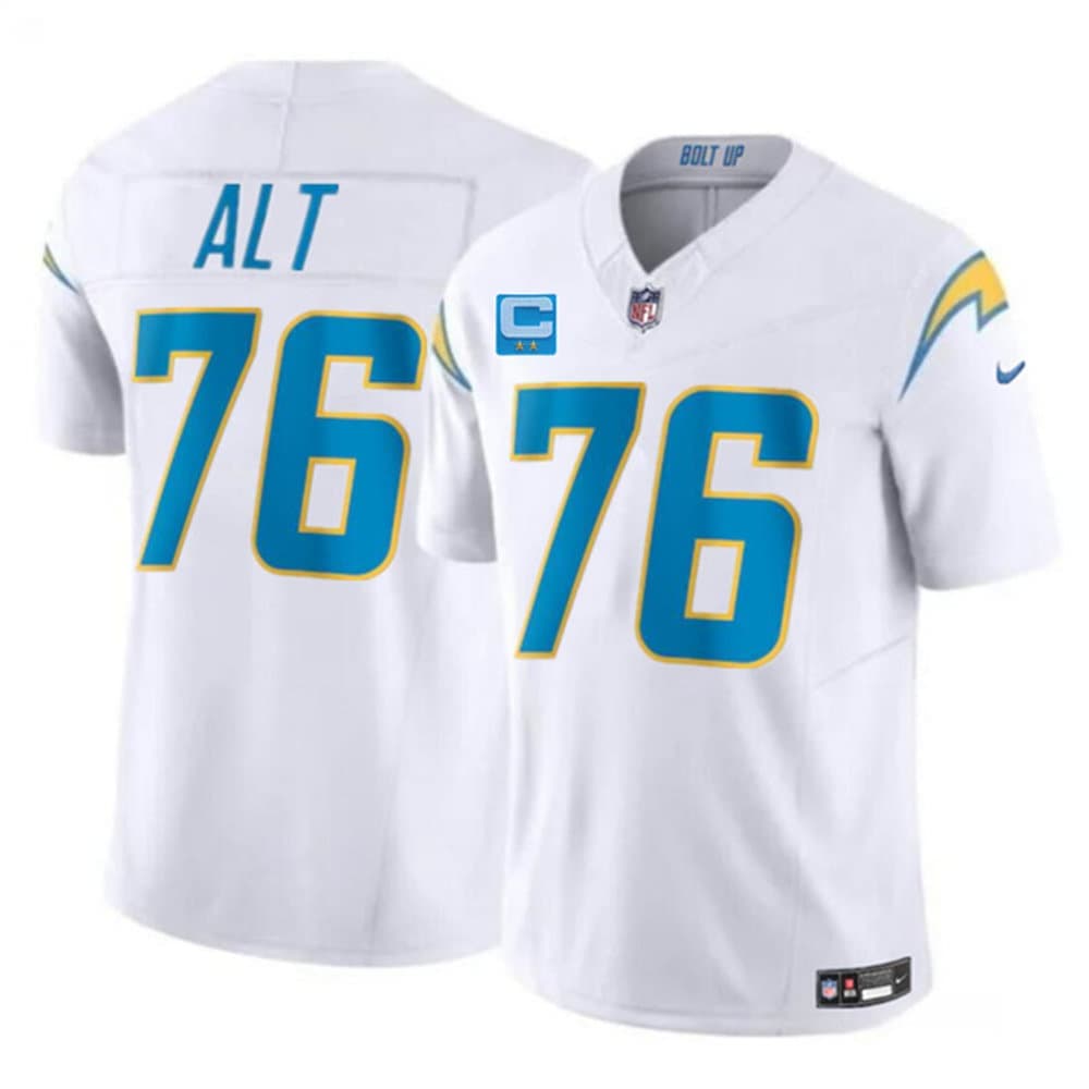 Men's Los Angeles Chargers #76 Joe Alt White 2026 2-Star C Patch Vapor F.U.S.E. Limited Jersey Men's Los Angeles Chargers #76 Joe Alt White 2026 2-Star C Patch Vapor F.U.S.E. Limited Jersey
