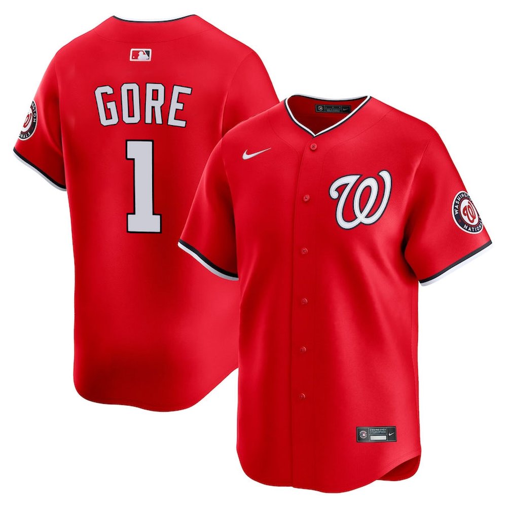 Men's Washington Nationals #1 MacKenzie Gore Red Alternate Limited Player Jersey Men's Washington Nationals #1 MacKenzie Gore Red Alternate Limited Player Jersey