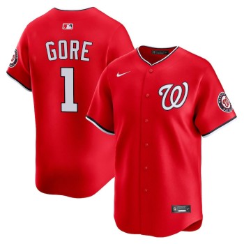 Men's Washington Nationals #1 MacKenzie Gore Red Alternate Limited Player Jersey Men's Washington Nationals #1 MacKenzie Gore Red Alternate Limited Player Jersey