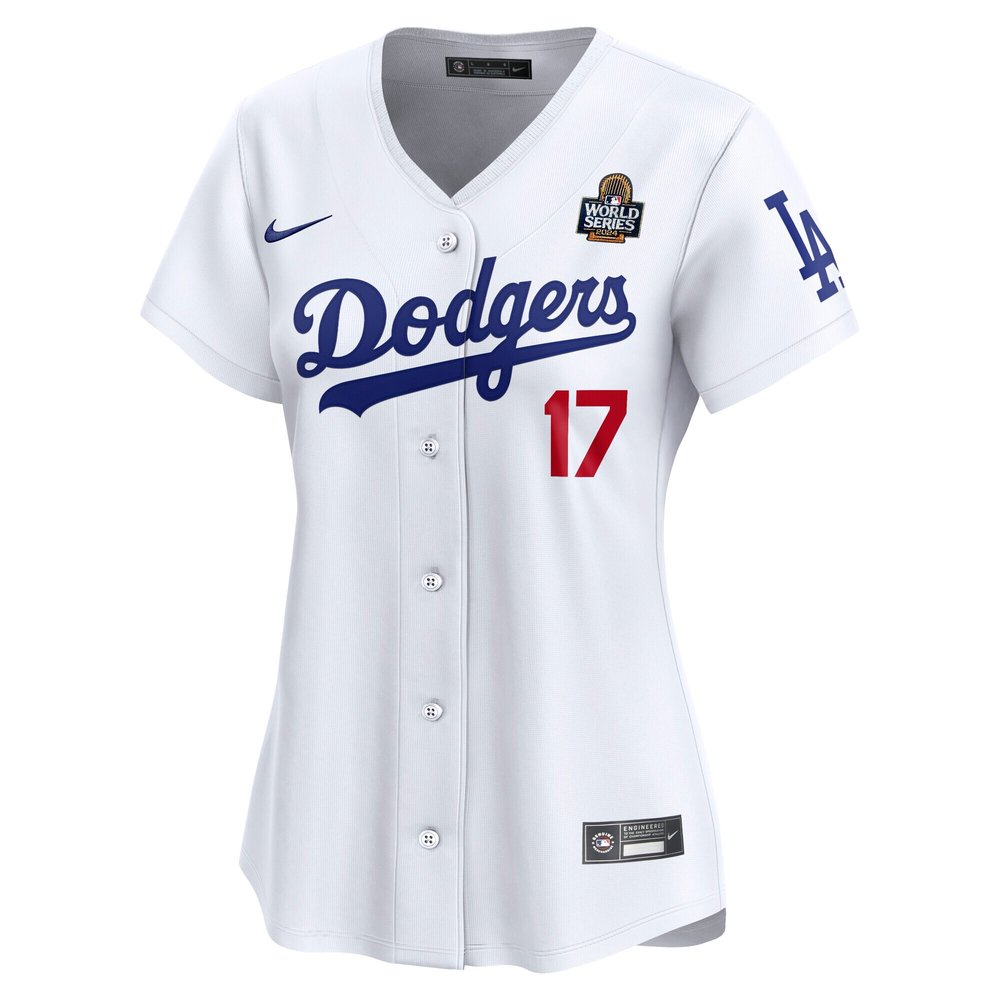Women's Los Angeles Dodgers #17 Shohei Ohtani White 2024 World Series Home Limited Player Jersey Women's Los Angeles Dodgers #17 Shohei Ohtani White 2024 World Series Home Limited Player Jersey
