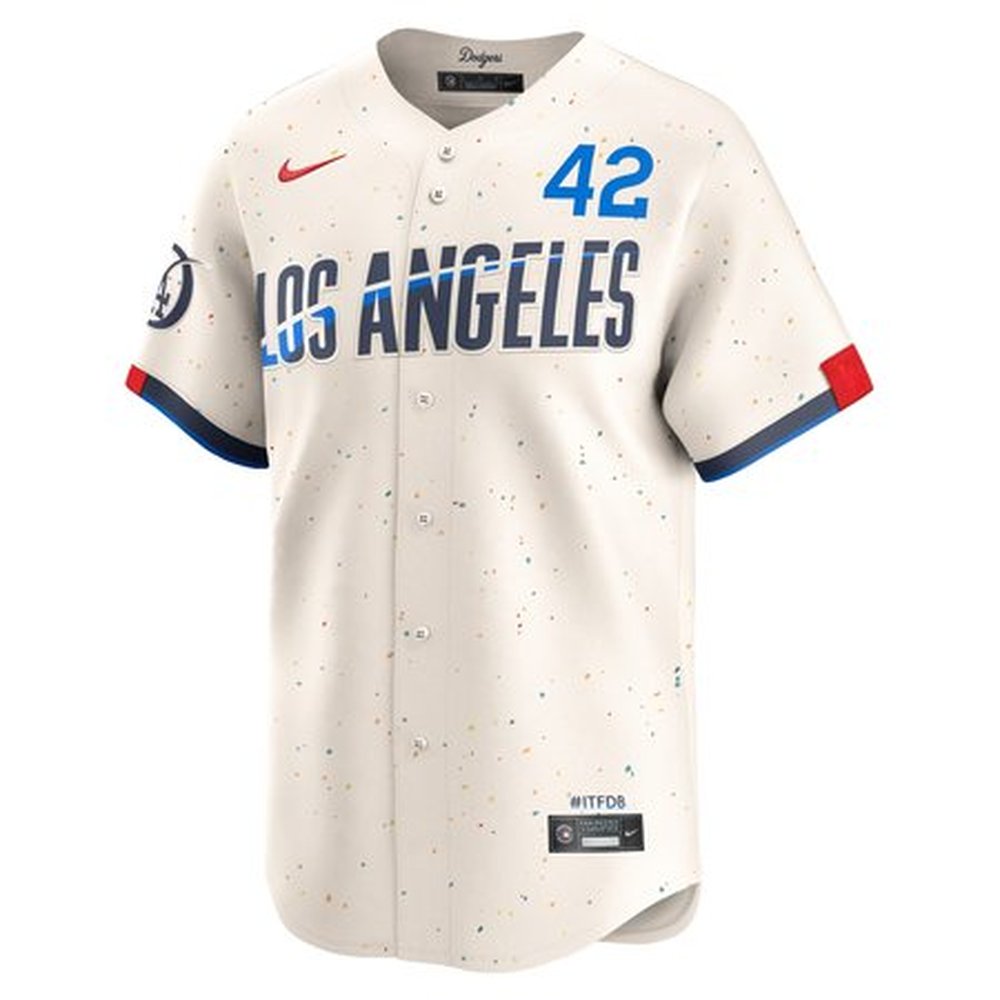 Men's Los Angeles Dodgers #42 Jackie Robinson Cream 2024 City Connect Limited Player Jersey Men's Los Angeles Dodgers #42 Jackie Robinson Cream 2024 City Connect Limited Player Jersey