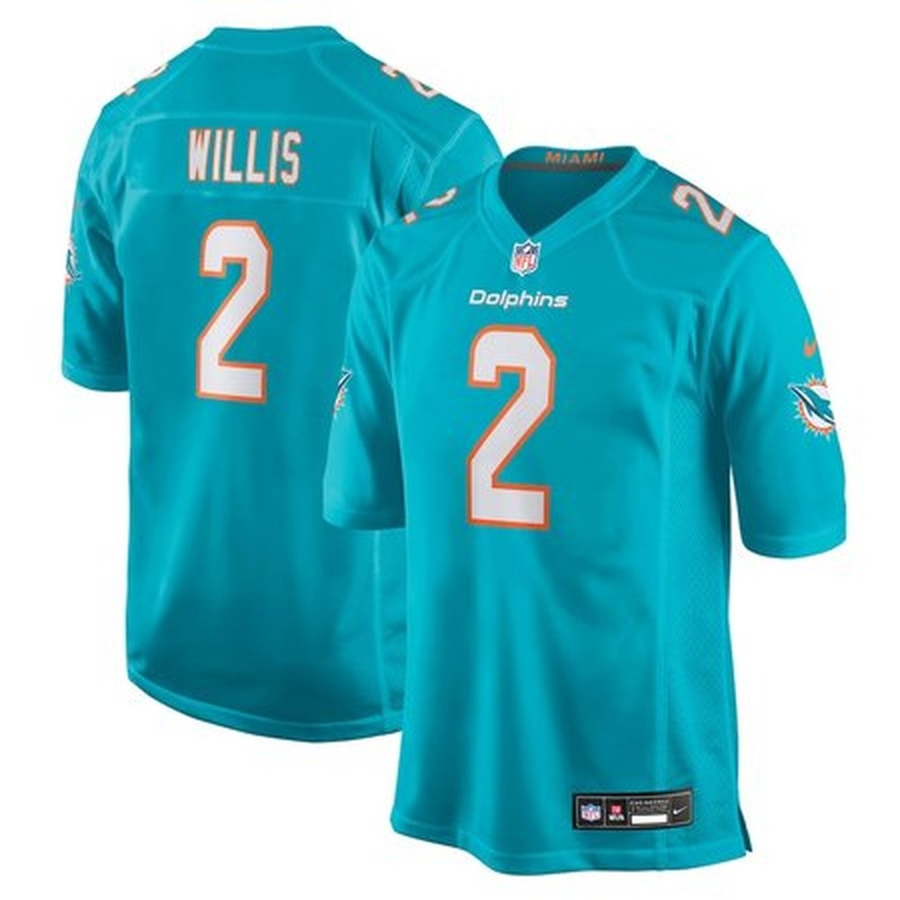 Men's Miami Dolphins #2 Malik Willis Aqua Game Jersey Men's Miami Dolphins #2 Malik Willis Aqua Game Jersey
