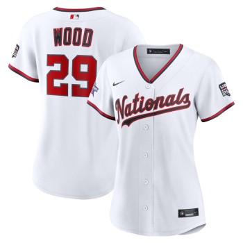 Women's Washington Nationals #29 James Wood Nike White 2026 All-Star Game Replica Jersey Women's Washington Nationals #29 James Wood Nike White 2026 All-Star Game Replica Jersey