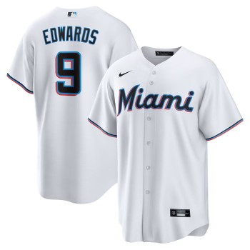 Men's Miami Marlins #9 Xavier Edwards Nike White Home Replica Jersey Men's Miami Marlins #9 Xavier Edwards Nike White Home Replica Jersey