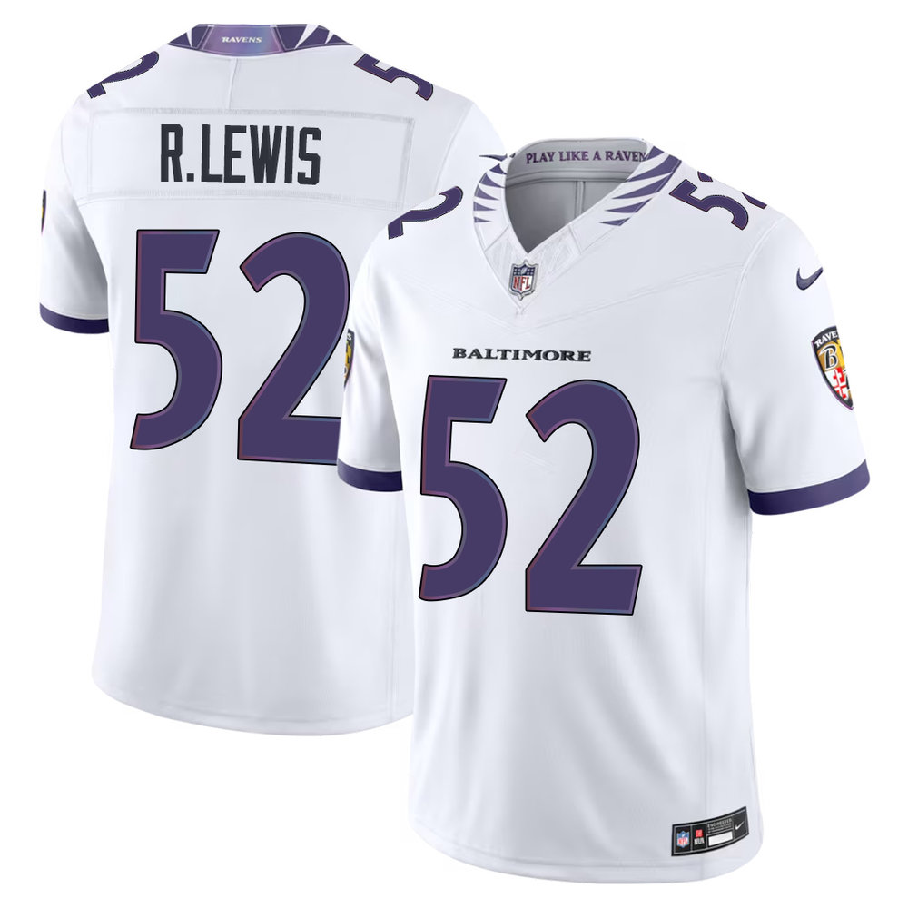 Men's Baltimore Ravens #52 Ray Lewis Nike White Vapor F.U.S.E. Sewn Down Limited Jersey Men's Baltimore Ravens #52 Ray Lewis Nike White Vapor F.U.S.E. Sewn Down Limited Jersey