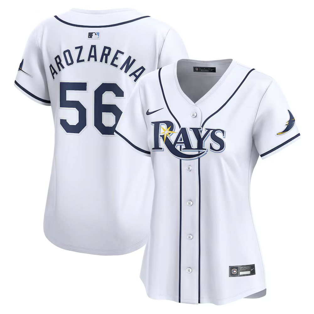 Women's Tampa Bay Rays #56 Randy Arozarena White Home Limited Player Jersey Women's Tampa Bay Rays #56 Randy Arozarena White Home Limited Player Jersey